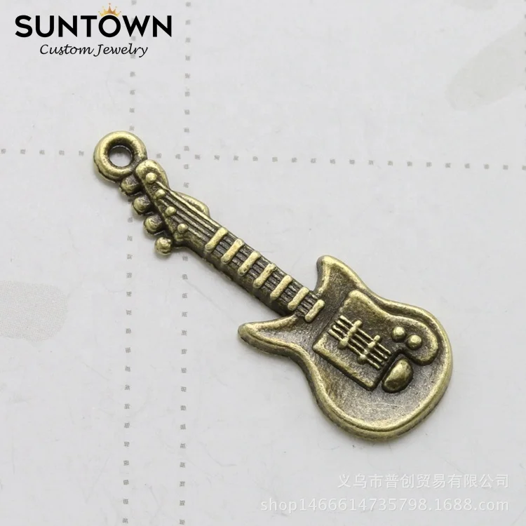 
Suntown Diy Retro Silver Plated Alloy Charms Guitar Jewelry Yiwu Musical Instrument Bling Jewelry For Women Designer Charms 