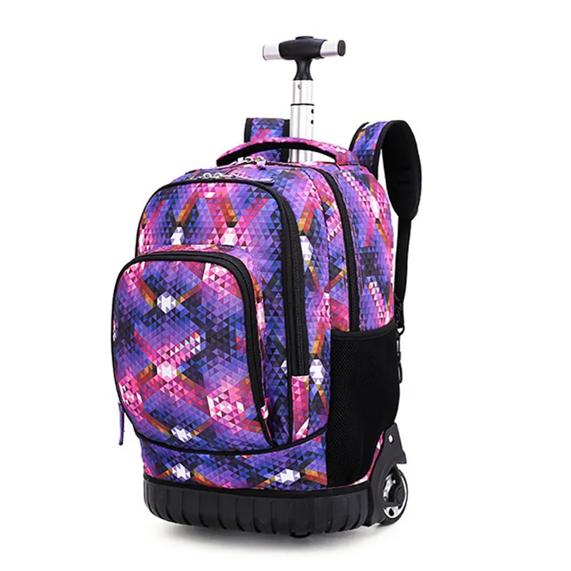 High Quality Durable Allover printed Trolley School Bag With  Single Aluminum , School Trolley Backpack