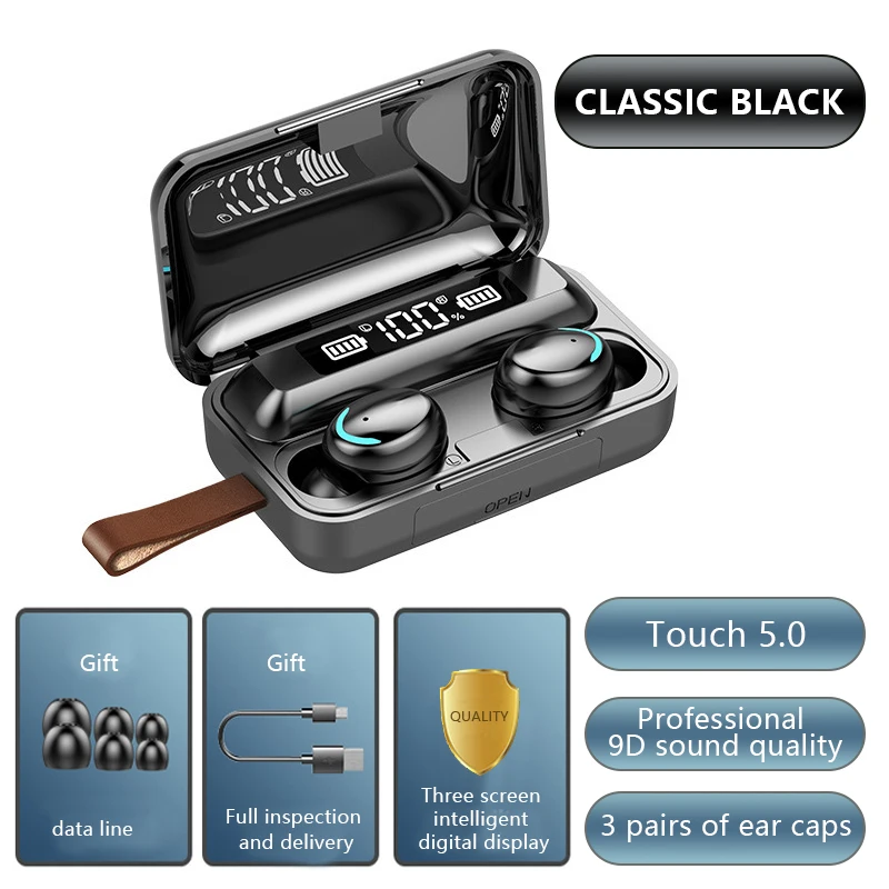 earbuds bluetooth 5.0 earphone boat power bank 2000mAh battery ipx5 waterproof stereo headphone earphone  headset