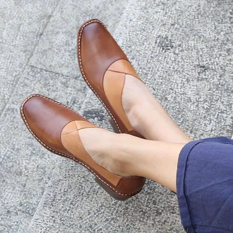 
New Stylish Pointed Toe Flat Handmade Cowhide Genuine Leather Slip on Casual Oxford Driving Walking Court Loafer Shoe Women 