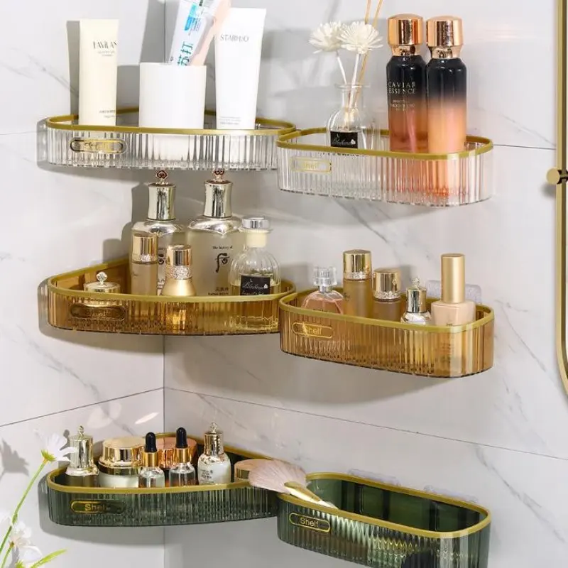 Plastic Black Shower Hanging Shelves Corner Wall Storage Triangle Shelf for Bathroom Shower Tray Wall Shelving