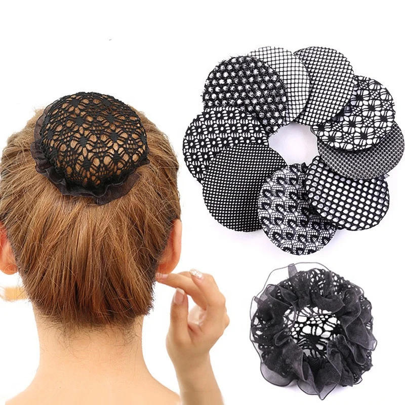 Black Invisibility Crochet Hair Snood Bun Cover Hairnet Ballet Dance Skating Mesh Bun Cover Hair Accessories For Women Girls