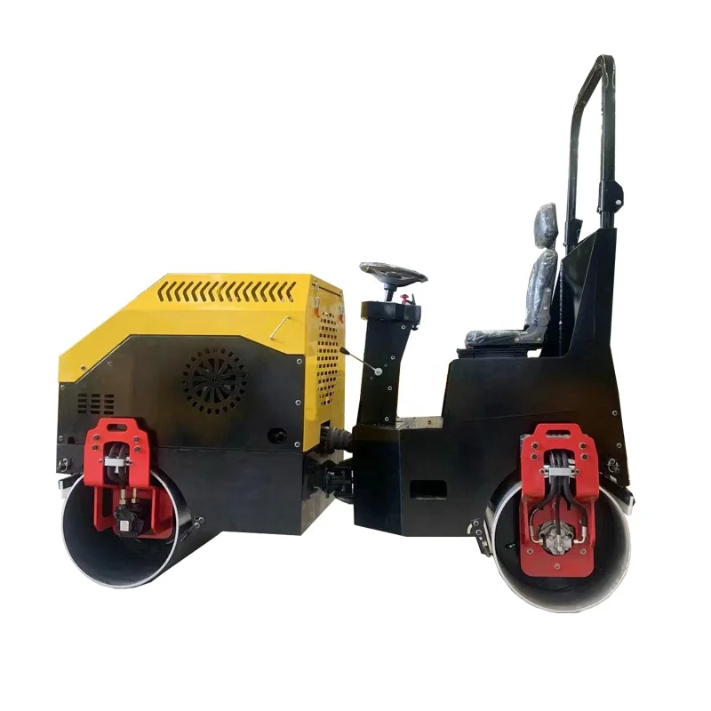 Walk Behind Double Drum Small Road Roller Machinery Compact Road Roller Vibratory 1.5 Ton Diesel Road Roller With Ce