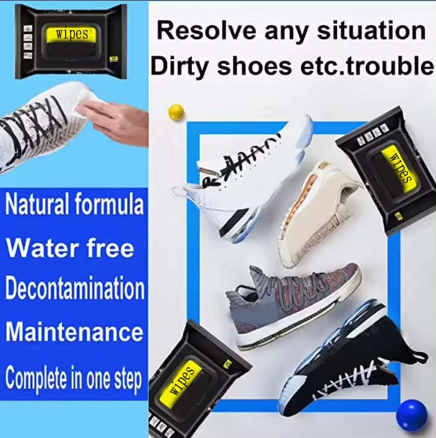 Pre Moistened Shoe Wipes Dots Sneaker Wet Cleaner Quick Disposable