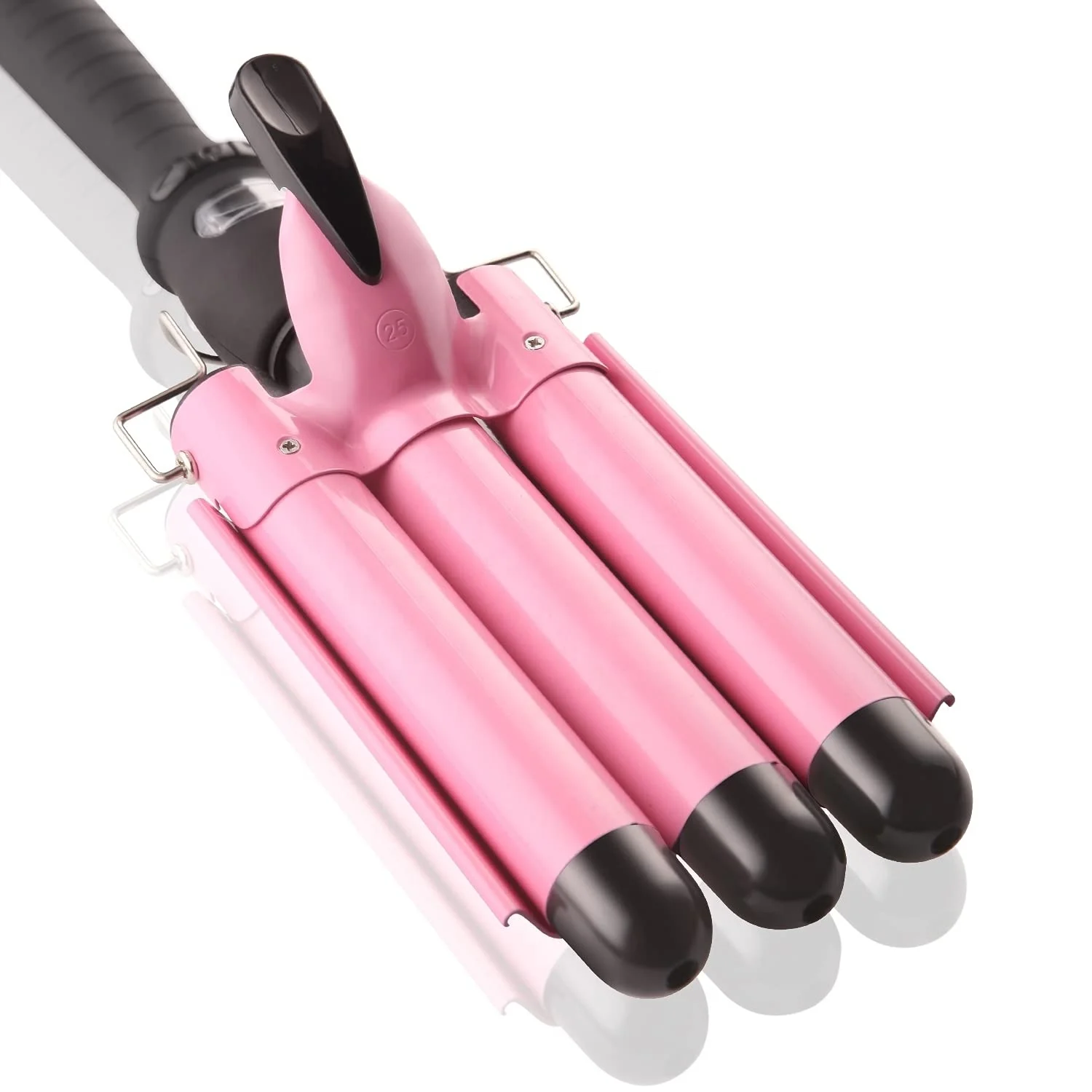 3 Barrel Curling Iron Wand Dual Voltage Hair Crimper with LCD Temp Display Temperature Adjustable Portable Hair Waver Heats Up