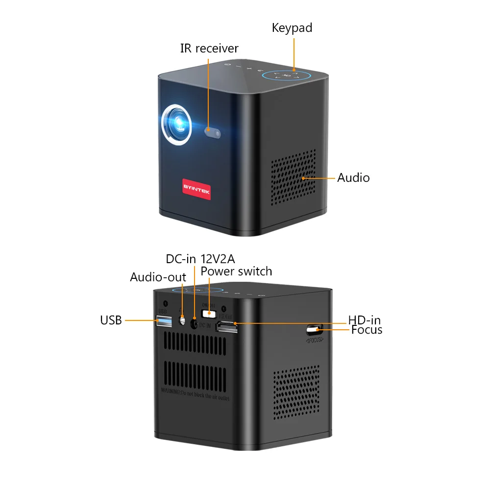 Newest BYINTEK P19 Smart DLP Mini Pocket Projector Android WIFI Portable Proyector Beamer 4K 3D Battery Camping Pico Projector