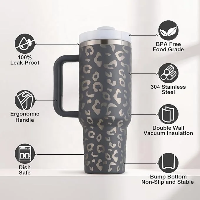 40 oz Tumbler with handle Double Wall Kid Vacuum 304 Stainless Steel HOT Selling Camping CLASSIC Mugs Tumbler with Straw