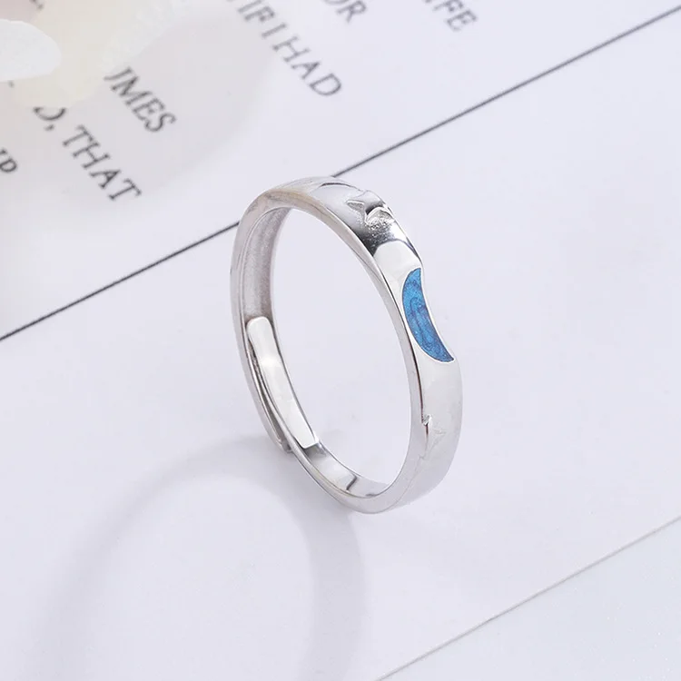 jewelry rings Sun moon and stars niche simple rings s925 sterling silver couple rings jewelry