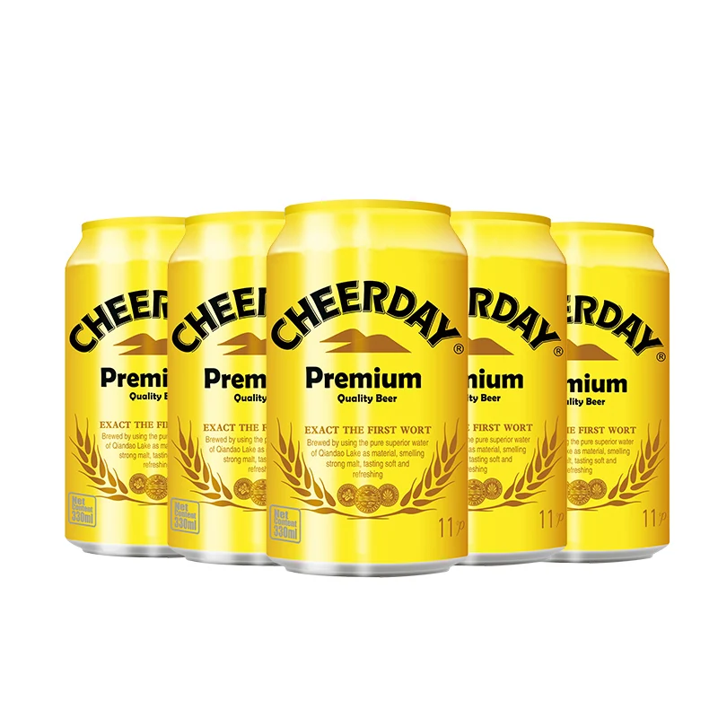 Cheerday Cerveza Abv 5% OEM 330ml Canned Beer Natural Light Barley Drink for Export