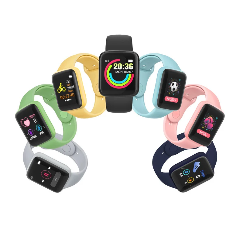 Y68 Waterproof Fitness Tracker  IP67 Sports Watch Heart Rate Smart Bracelet D20 Smart Watch for IOS Android