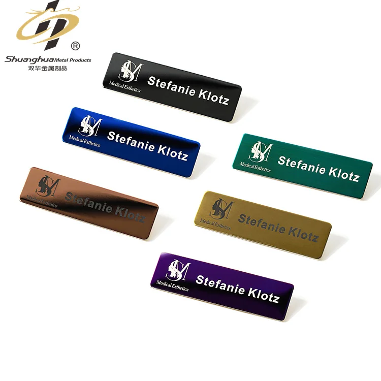 Wholesale Custom Blank Employee Name Badge 3d Gold Sliver Stainless Steel Engrave Magnets Metal Tag for Clothes