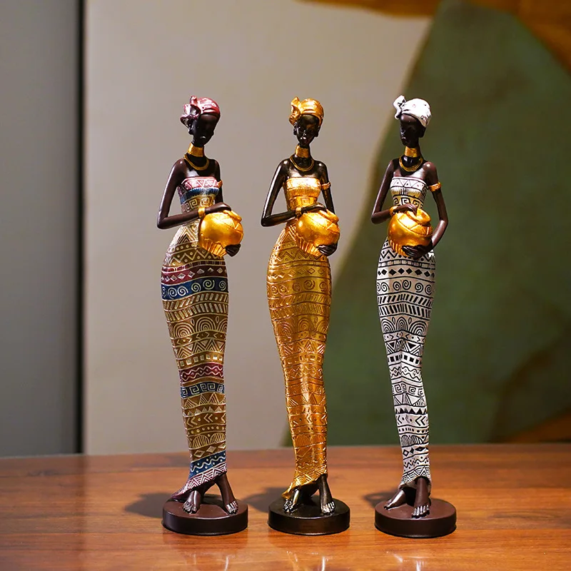 Luxury Popular Resin African Women Standing Crafts Gift Ornament Home Decorations For Home & Tabletop & Living Room