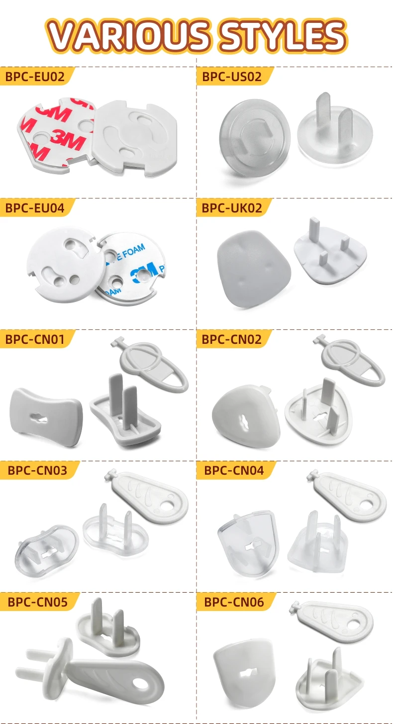 BPC-US02 Outlet Plug Cover Standard American Electrical Sockets with Two Prongs for Child Safety