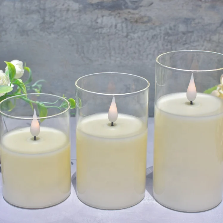 USB New Bullet 3D Wick Glass Candle Flameless LED Candles Sets