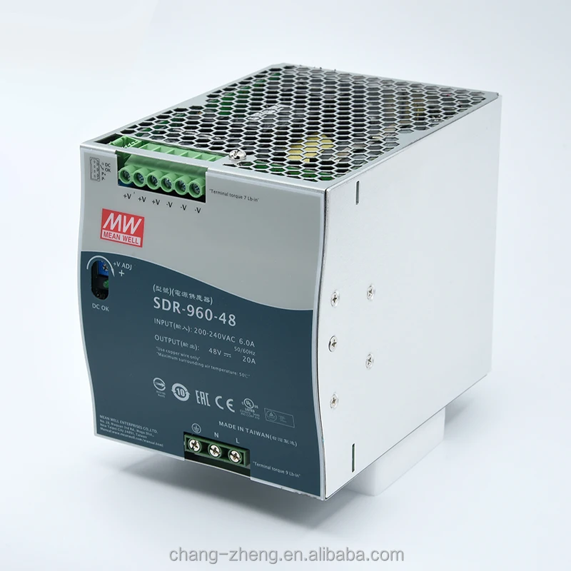 MeanWell SDR-960-48 24V 48V DIN Rail PFC 40A Power Supply Industrial Control System AC Voltage Transformer