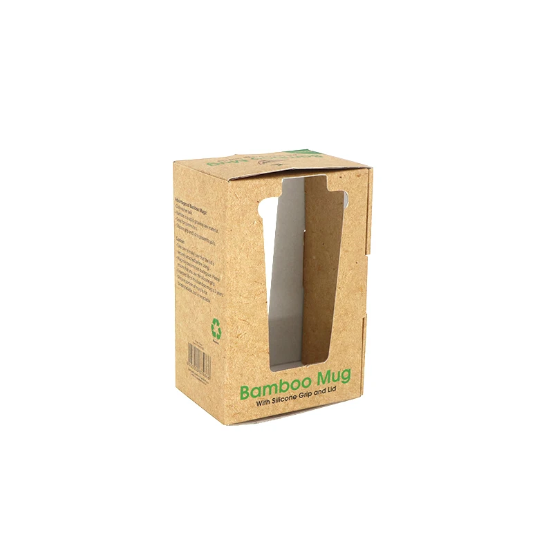 Factory customized Bamboo mug cardboard box packaging with transparent window