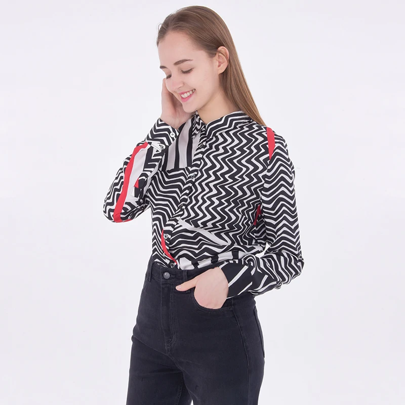 Professional manufacturer fashion lapels zebra print 100% silk long sleeve shirt