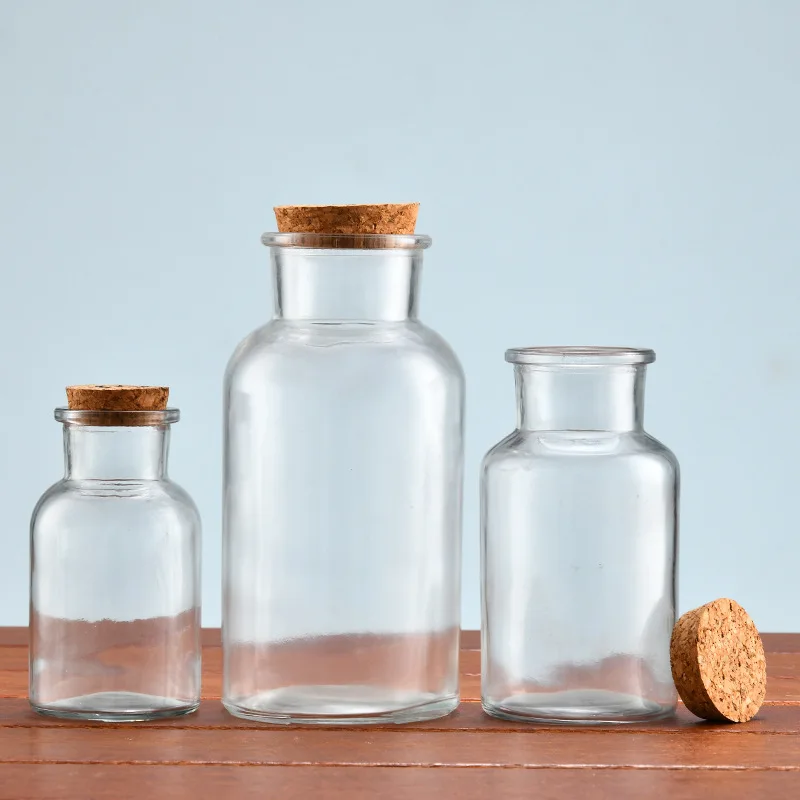 Amber clear wide mouth apothecary jar 60 ml 125 ml 250 ml 500 ml 1000 ml glass jar with lid
