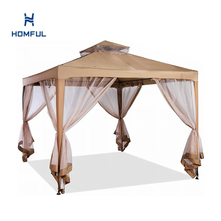HOMFUL Outdoor Sun Shade Gazebo Canopy Tent Pop Up Gazebo With Netting For Patio And Garden