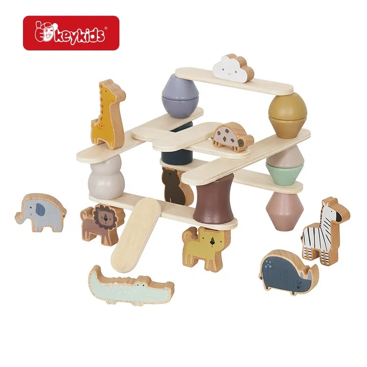 Early Educational Animal Building Blocks Wooden Balance Stacking Toy For Kids W13D415