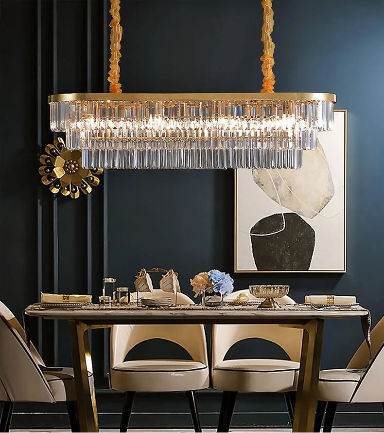 Rectangle crystal chandelier modern dining room chandelier with gold chandelier modern