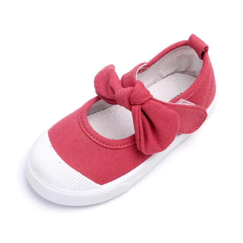 Size 21-30 Children Shoes Spring Autumn Kids Casual Shoes Sweet Cute Bow Breathable Sneakers Black Kids Canvas Shoes Factory