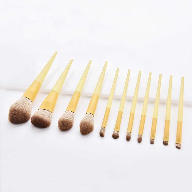 2020 amazon best sell professional pink blush makeup+brushes yellow natural hair makeup brushes