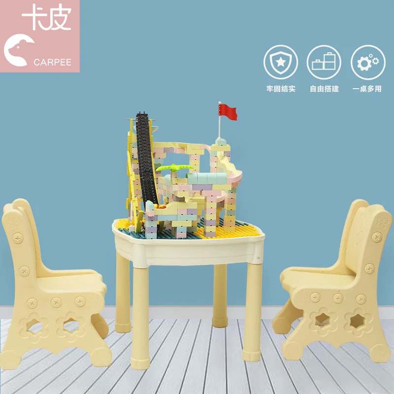 MH87 Discount Rainbow  City Educational Baby Plastic desk Toy Building Block For Kids Baby dining table