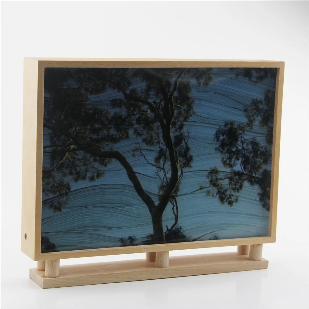 Photo Frame LED Wooden Customized Wood Picture Frames Wholesale Home & Office Decoration Gift Box Packing Light up Photo Frame