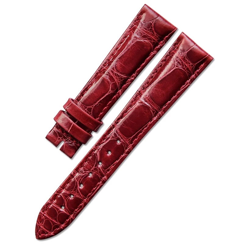 New Launch style 17mm  shining wine red alligator band elegant watch strap for high brand watch