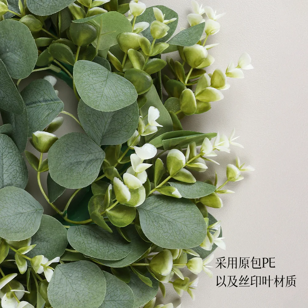 
2021 Amazon Hot Selling Artificial Wreath Eucalyptus Leaf L M S Size Green Leaf Wreath Door Wall Ornaments Artificial Wreath 