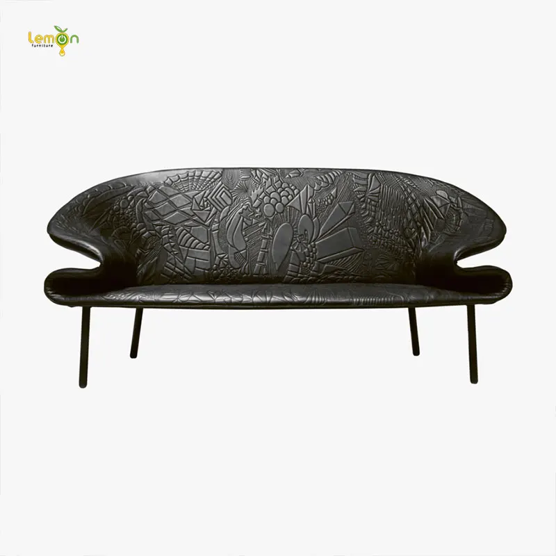 Nordic light luxury black printed sofa modern simple internet celebrity art leisure luxury backrest sofa chair
