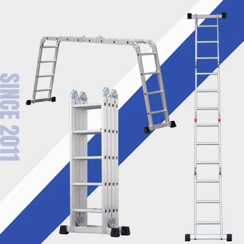3/4/5/6 steps aluminium echelle  foldable multipurpose collapsible ladder 3.46m-6.72m thickness 1.0/1.2/1.5mm