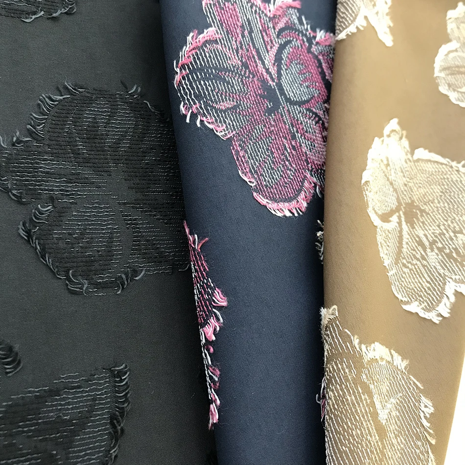 Premium cut jacquard fringe multi color t shirt textiles fabric