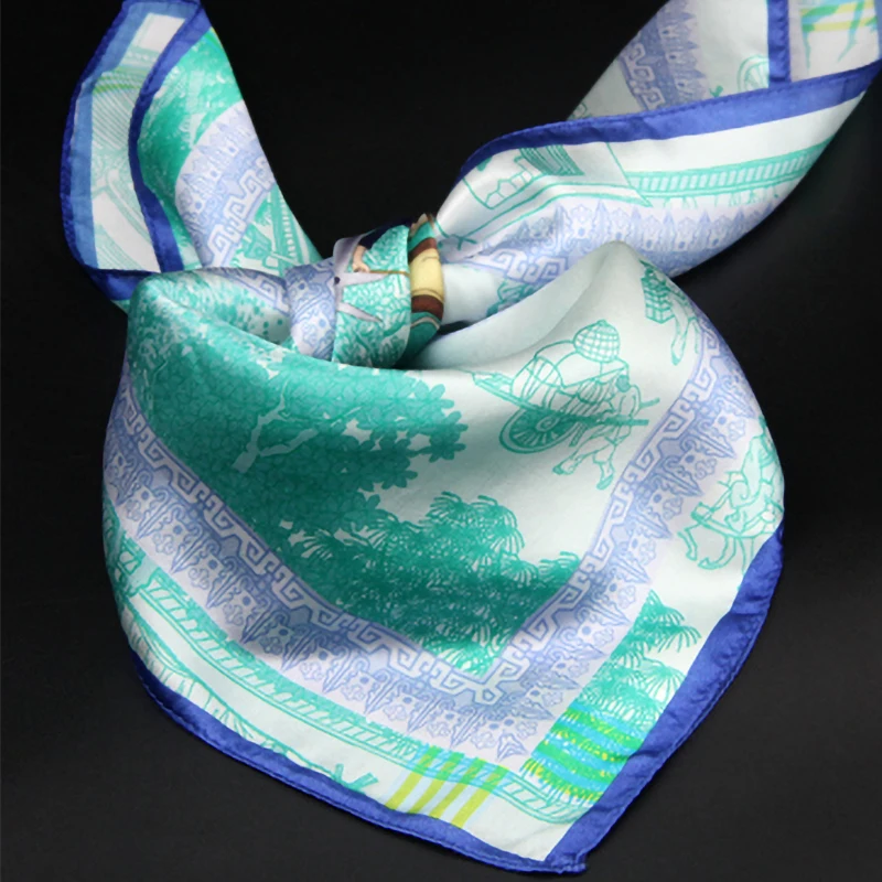 Abstract figure painting high quality custom printing customized silk satin head scarf