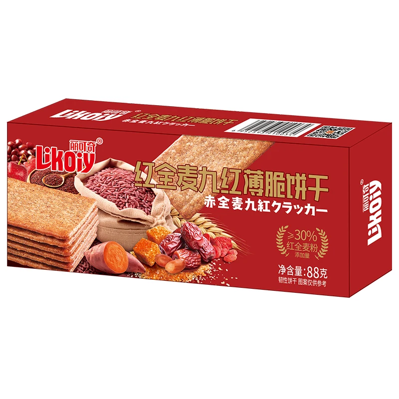 Special Flavor New Red Whole Wheat Nine-Red Crispy Biscuits Thin Wheat Flour Crackers in Box [A19]