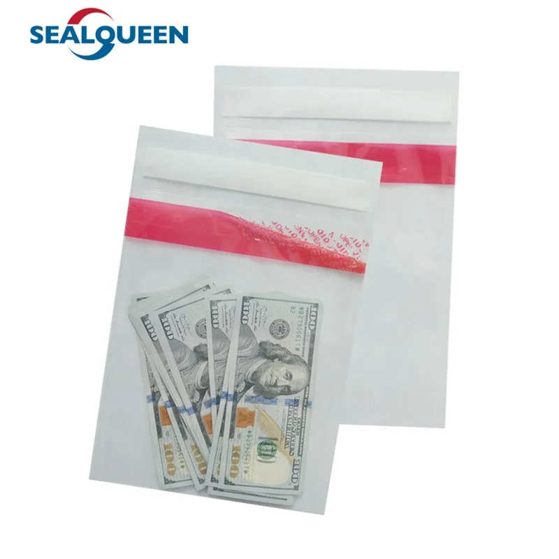 Self Sealing Tamper Proof Mailing Plastic Packaging Custom Logo Security Evidence Deposit Bag For Banking