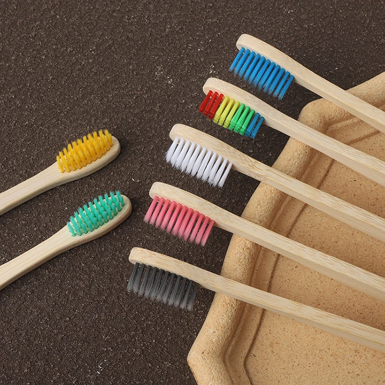 10 pcs BPA Free Adult Tooth Brush Set Natural Eco Biodegradable Soft Charcoal Nylon Bamboo Toothbrush with Paper Packaging