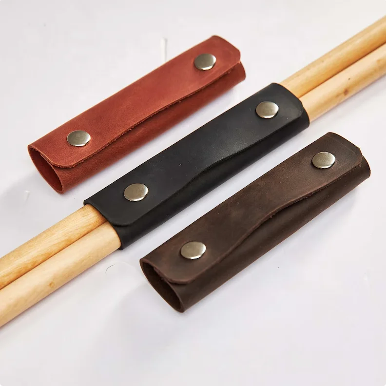 Personalized Drumsticks Holder Drum Sticks Bag Leather Drumstick Case Drum-stick Wrapped Sleeve Drum AccessoriesGift for Drummer