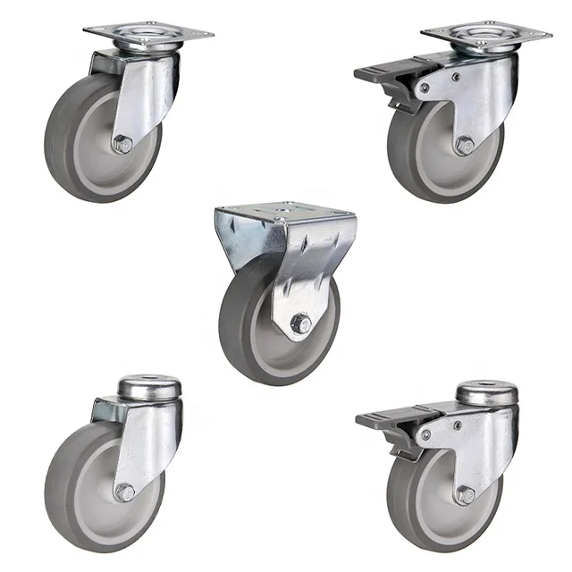 Stainless steel 2 / 3 inch high quality thermoplastic rubber castor 50 / 75 mm rigid swivel TPR wheel caster