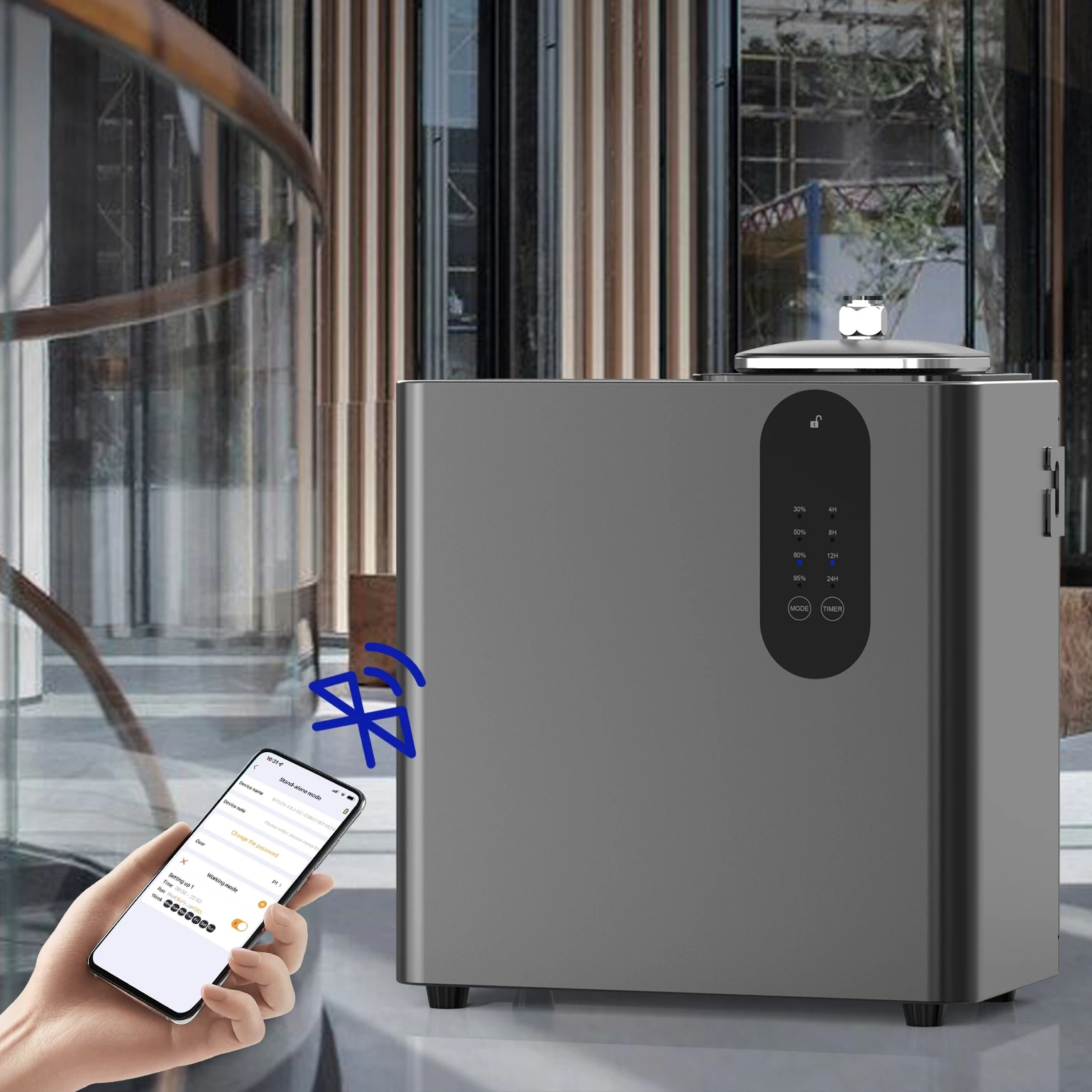 App-Controlled Hotel HVAC Electric Air Freshener Device Waterless Scent Diffuser Machine Commercial Scent Marketing 1-Year