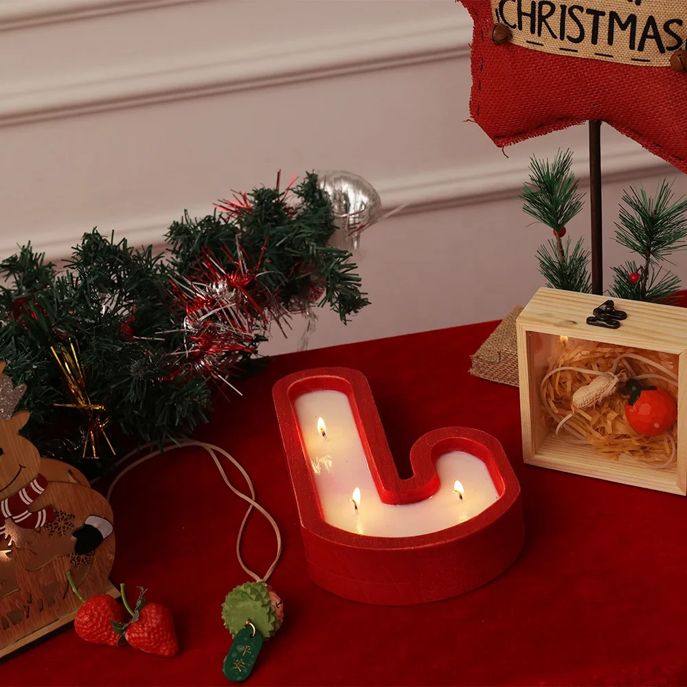 Wooden Dough Bowl Wood Hand Poured Soy Wax Candle, Farmhouse Long Dough Bowl Candles 3 Wood Wick aromatherapy candle