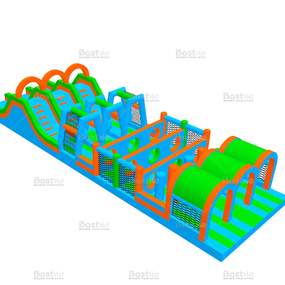 Outdoor long inflatable obstacle course large bouncy castle adults inflatable obstacle sport games for team building activity