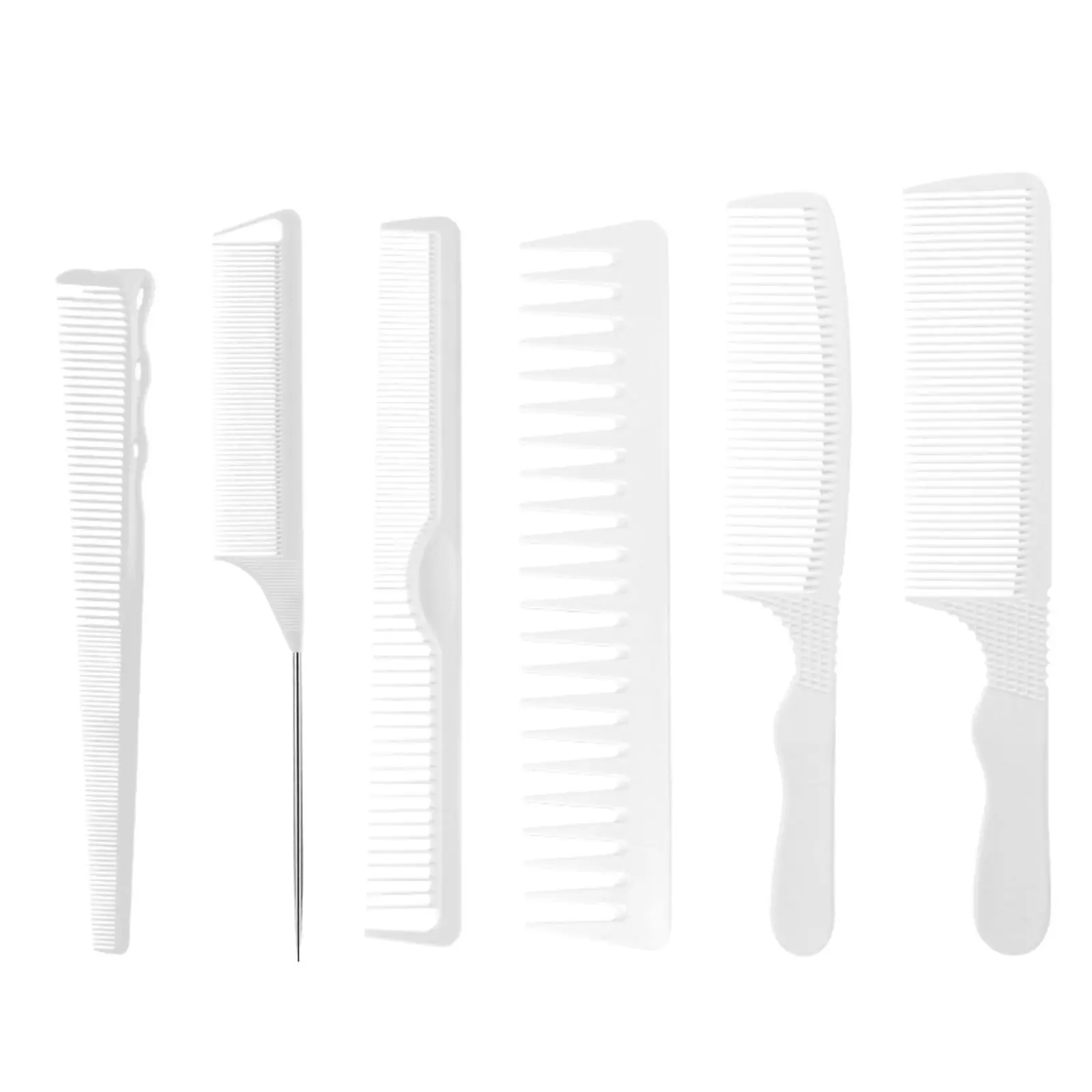 New arrivals Wide Tooth Comb 6pcs a set flat comb for hair styling  private label high temperature resistant comb set