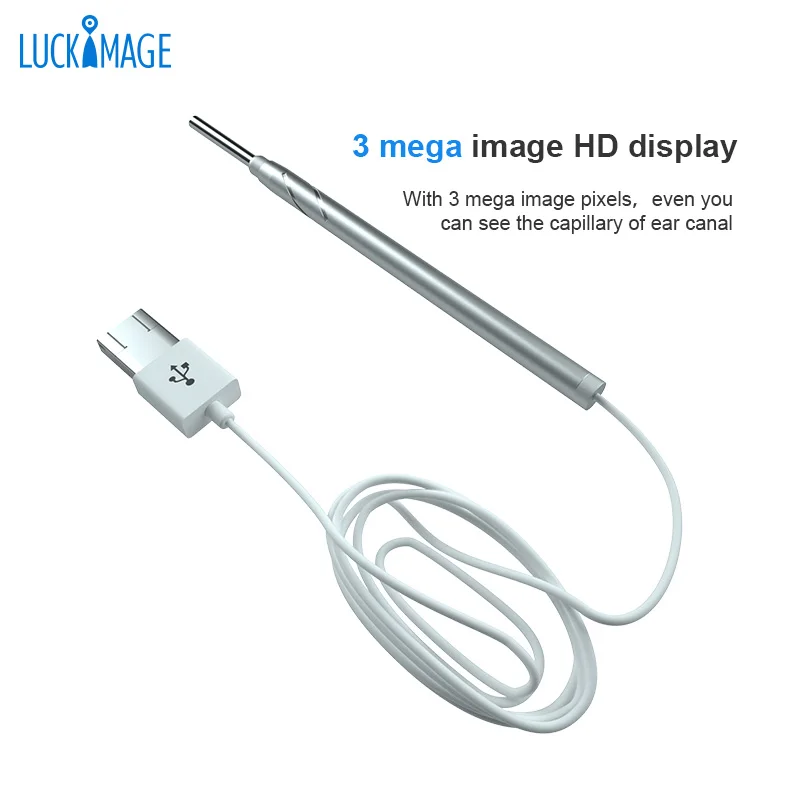 Luckimage домашний самотест hd ушной воск очиститель цифровой ветеринарный отоскоп ушной камеры гибкий эндоскоп ent