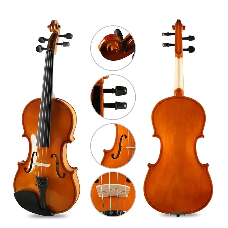 in stock full size nice gloss matte basswood Plywood beginner violin outfit 4/4