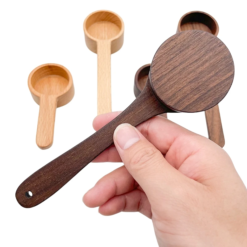 10g Capacity Small Beech Wooden Coffee Ground Spoon Black Walnut Measuring Spoon Wooden Coffee Scoop Measuring for Coffee Beans