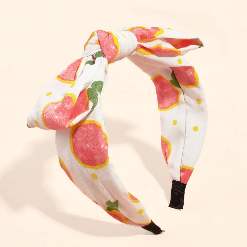 European and American Wide-brimmed Headband Fresh Fruit Style Leopard Chiffon Cross Bow Headband