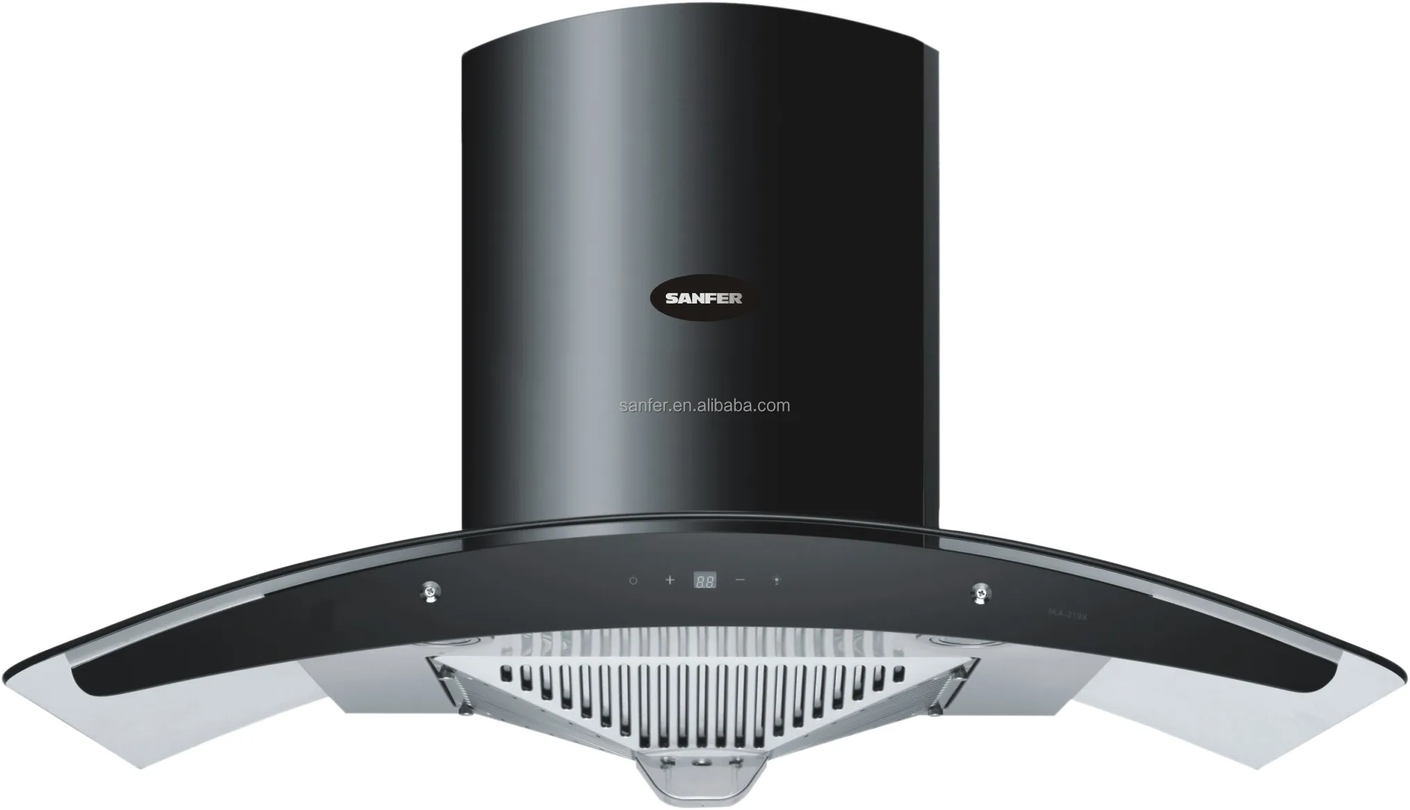 Curved Glass Black Color Copper Kitchen Aire Range Hood