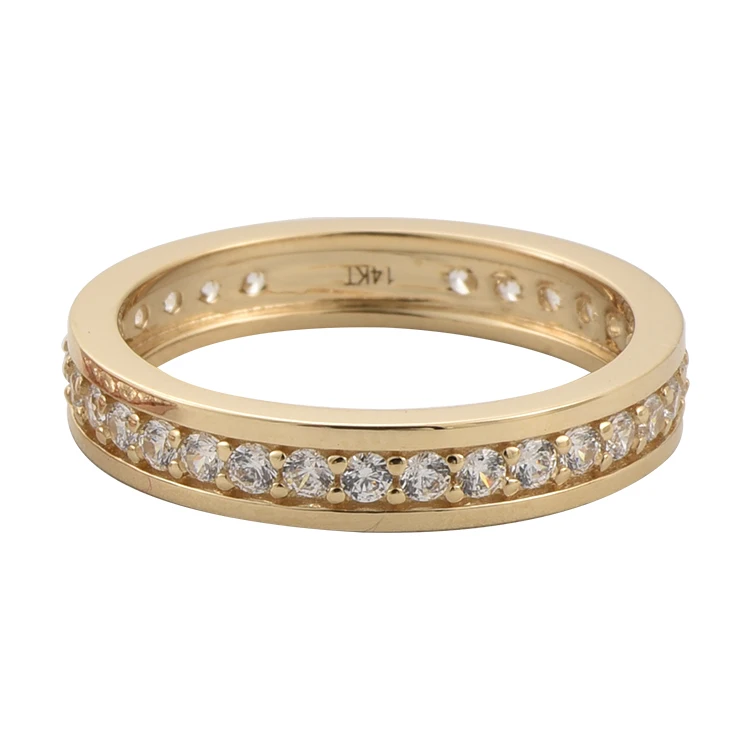 Solid 14k rose white yellow gold diamond round eternity channel engagement ring
